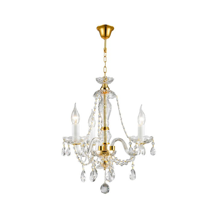 Bohemian Brilliance 3 Arm Crystal Chandelier - Gold - Designer Chandelier Australia