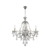 Bohemian Brilliance 5 Arm Crystal Chandelier- CHROME