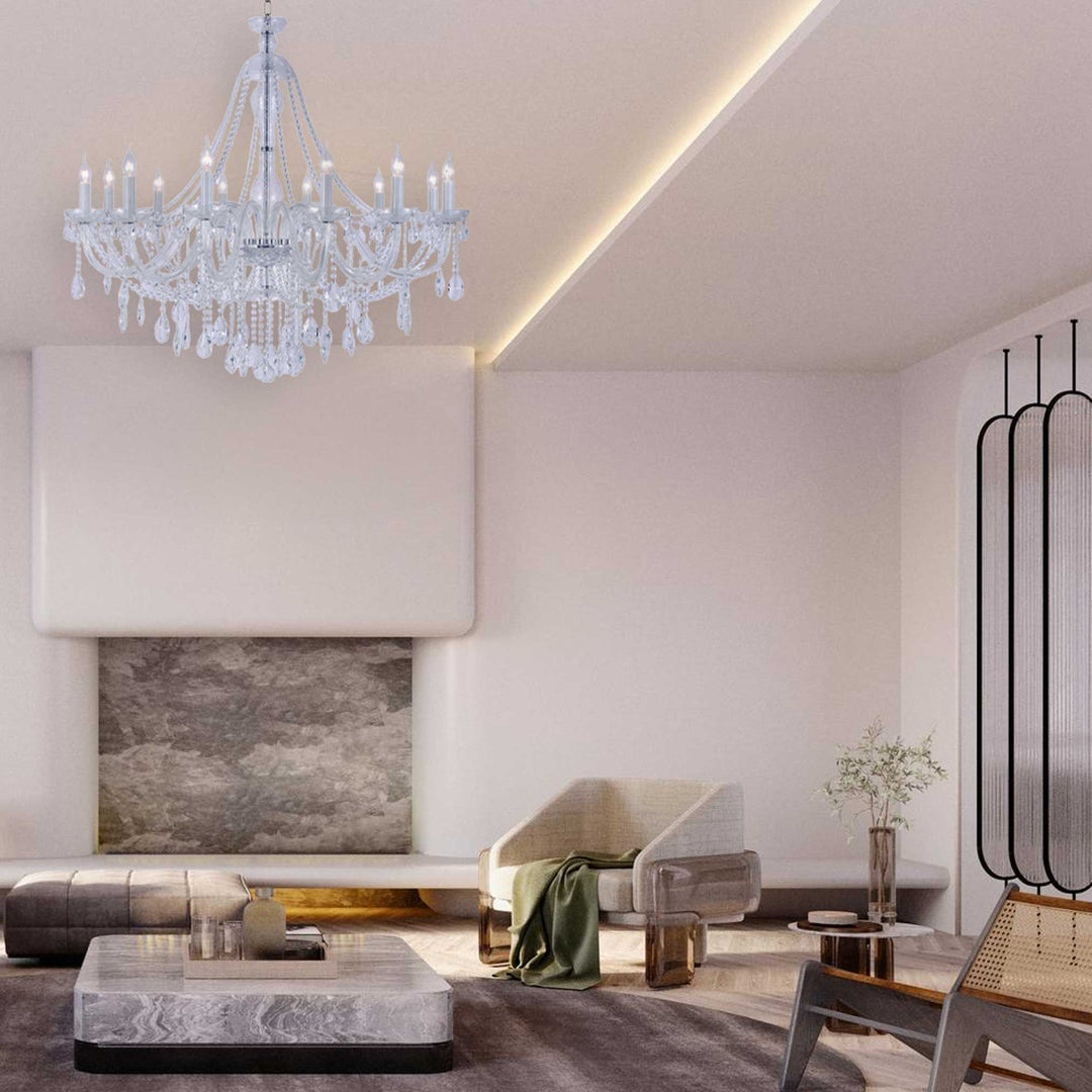 Bohemian Brilliance LARGE 12 Arm Single Tier Chandelier - Chrome - Designer Chandelier Australia