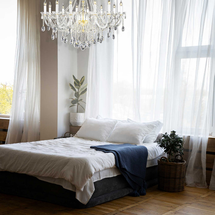 Bohemian Brilliance LARGE 12 Arm Single Tier Chandelier - GOLD - Designer Chandelier Australia