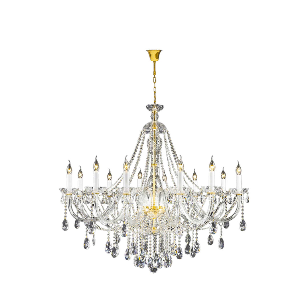 Bohemian Brilliance LARGE 12 Arm Single Tier Chandelier - GOLD - Designer Chandelier Australia
