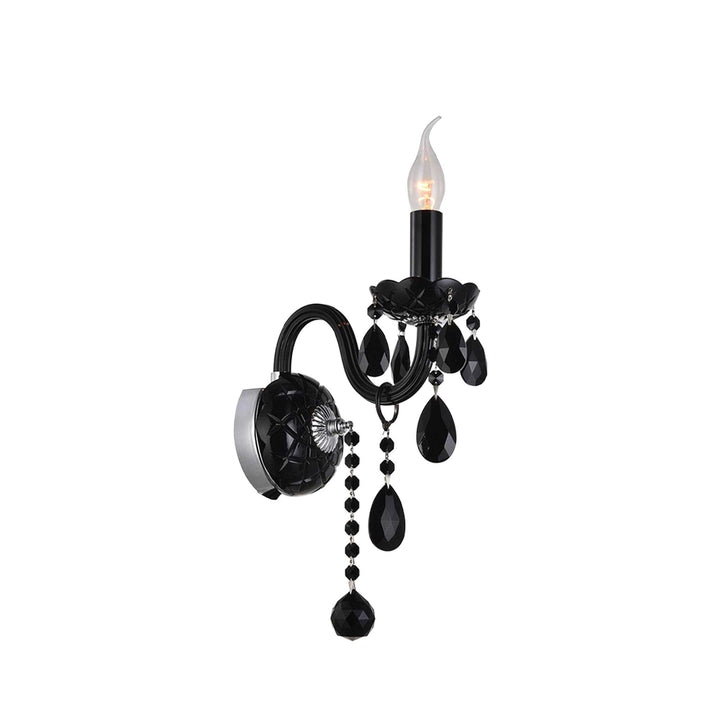 Jet Black Bohemian Wall Sconce - Single Arm - Designer Chandelier Australia