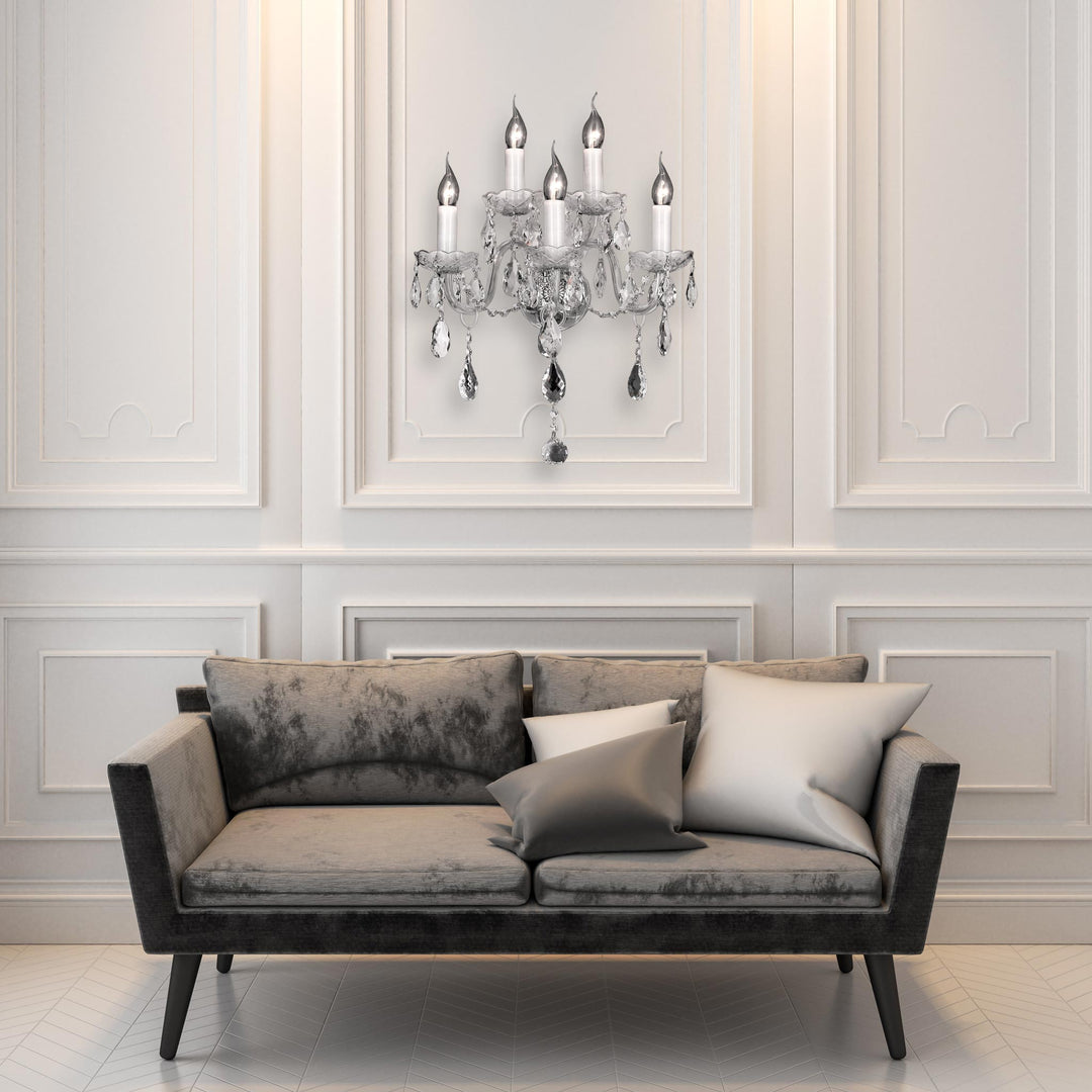 Bohemian Elegance Five Arm Wall Light Sconce - CHROME