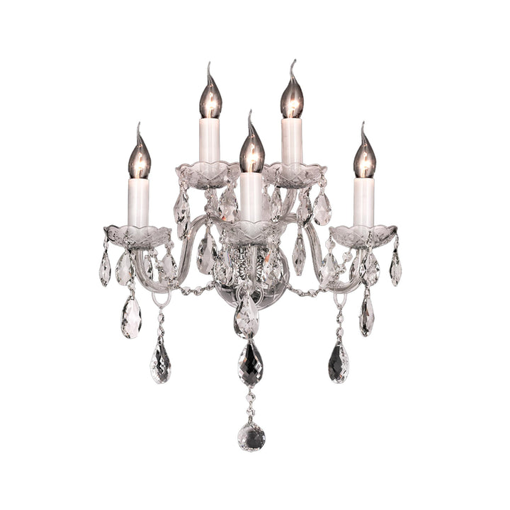 Bohemian Elegance Five Arm Wall Light Sconce - CHROME