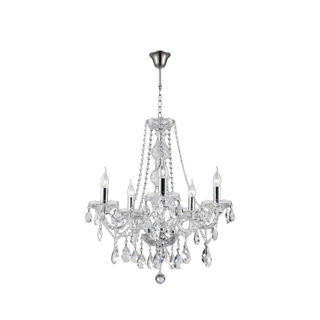 Bohemian Elegance 5 Arm Crystal Chandelier - CHROME - Designer Chandelier Australia