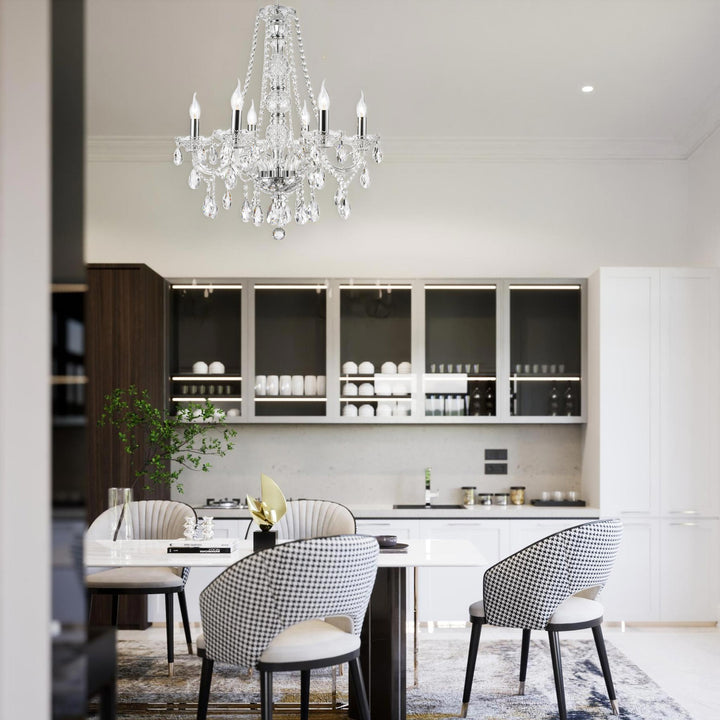 Bohemian Elegance 6 Arm Crystal Chandelier- CHROME - Designer Chandelier Australia