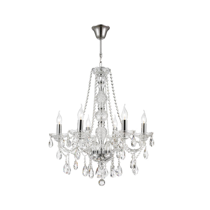 Bohemian Elegance 6 Arm Crystal Chandelier- CHROME - Designer Chandelier Australia