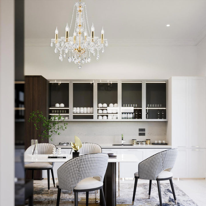 Bohemian Elegance 6 Arm Crystal Chandelier - GOLD