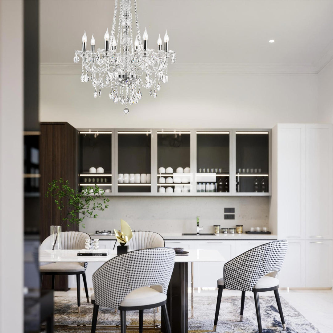 Bohemian Elegance 8 Light Crystal Chandelier - CHROME - Designer Chandelier Australia