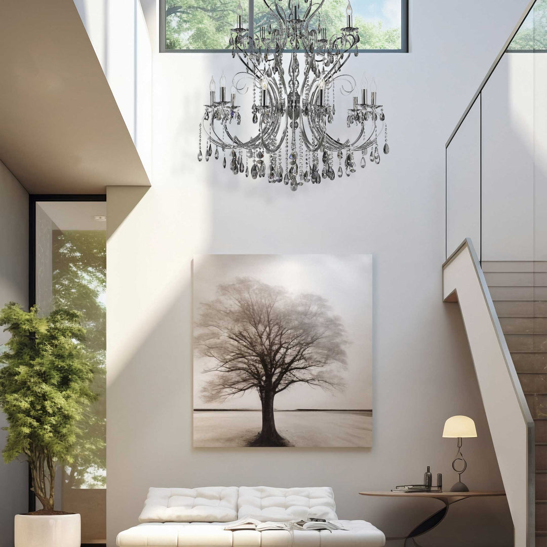 Designer Princess 15 Arm Chandelier - Smoke - W:100 H:130cm - Chrome