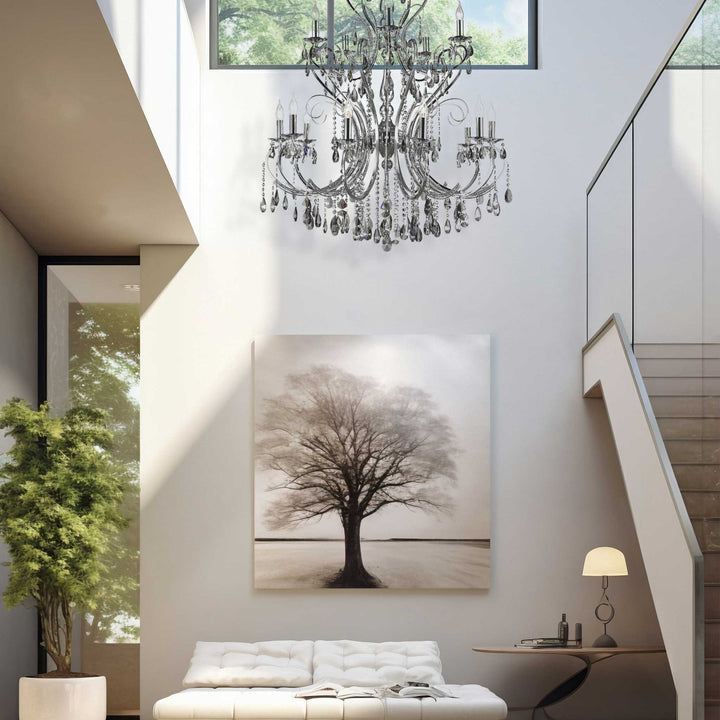 Designer Princess 15 Arm Chandelier - Smoke - W:100 H:130cm - Chrome