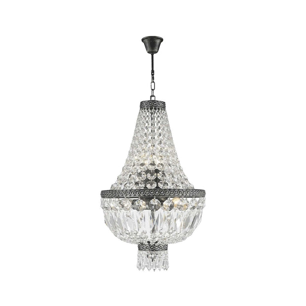 French Basket Chandelier - Antique SILVER - 5 Light