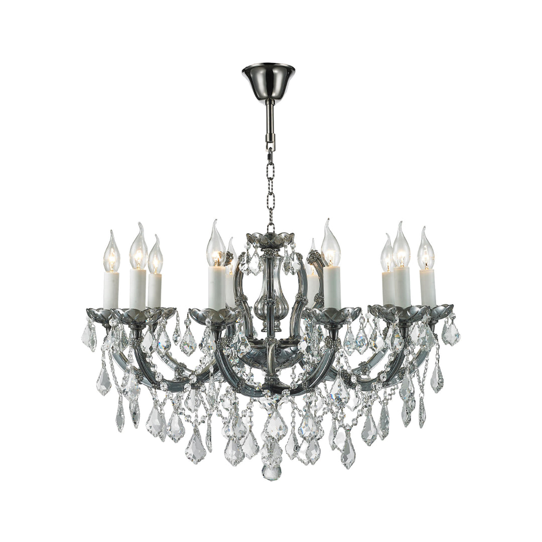Maria Theresa Crystal Chandelier Grande 10 Light - Smoke Nickel & Clear Crystal - Designer Chandelier Australia