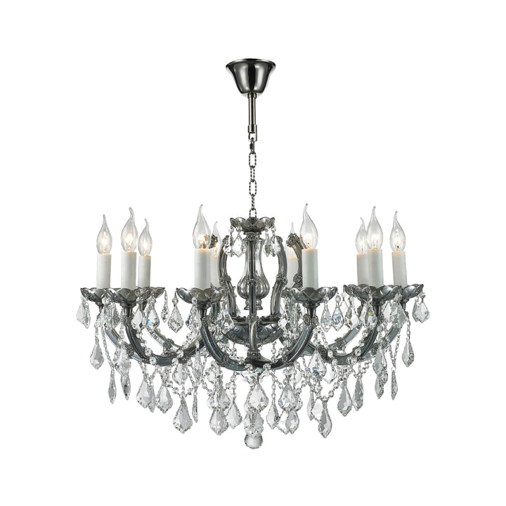 Maria Theresa Crystal Chandelier Grande 10 Light - Smoke Nickel & Clear Crystal - Designer Chandelier Australia