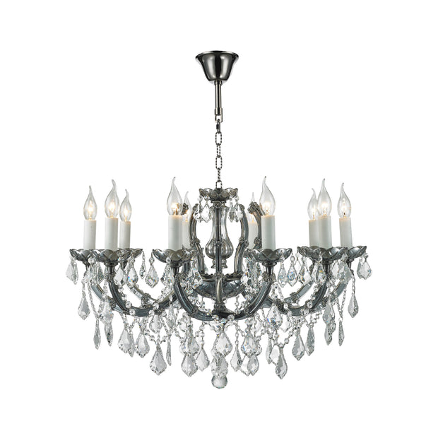 Maria Theresa Crystal Chandelier Grande 10 Light - Smoke Nickel & Clear Crystal