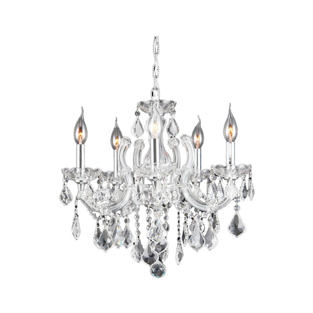 Maria Theresa 5 Light Crystal Chandelier - CHROME