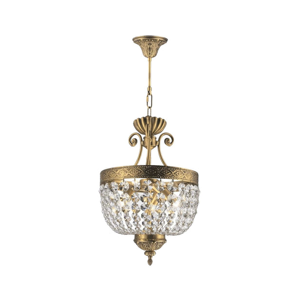 Florence Basket Chandelier -  Solid Brass Finish - W:30cm H:46cm