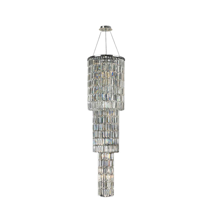 Modena Entrance Crystal Pendant Light - 3 Tier Round - W:40cm H:160cm - Designer Chandelier Australia