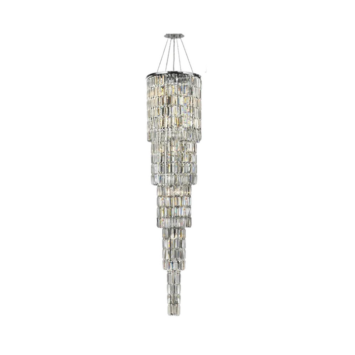 Modena Entrance Crystal Pendant Light - 5 Tier Round - W:40 H:170 - Designer Chandelier Australia