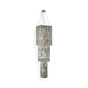 Modena Entrance Crystal Pendant Light - 3 Tier Square - W:40cm H:160cm