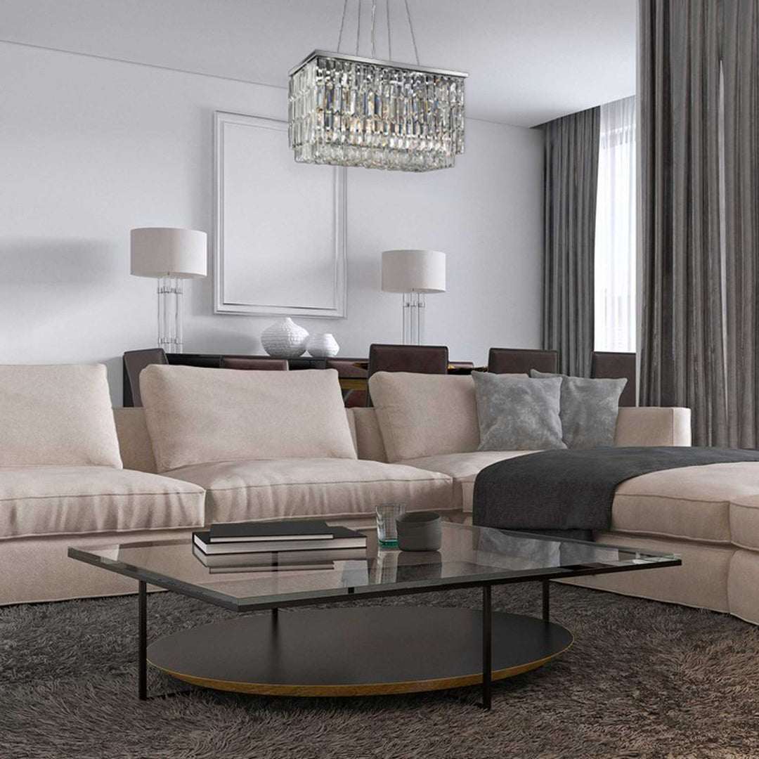 Modena Crystal Pendant - Rectangle Multi Tier W: 50cm - Designer Chandelier Australia