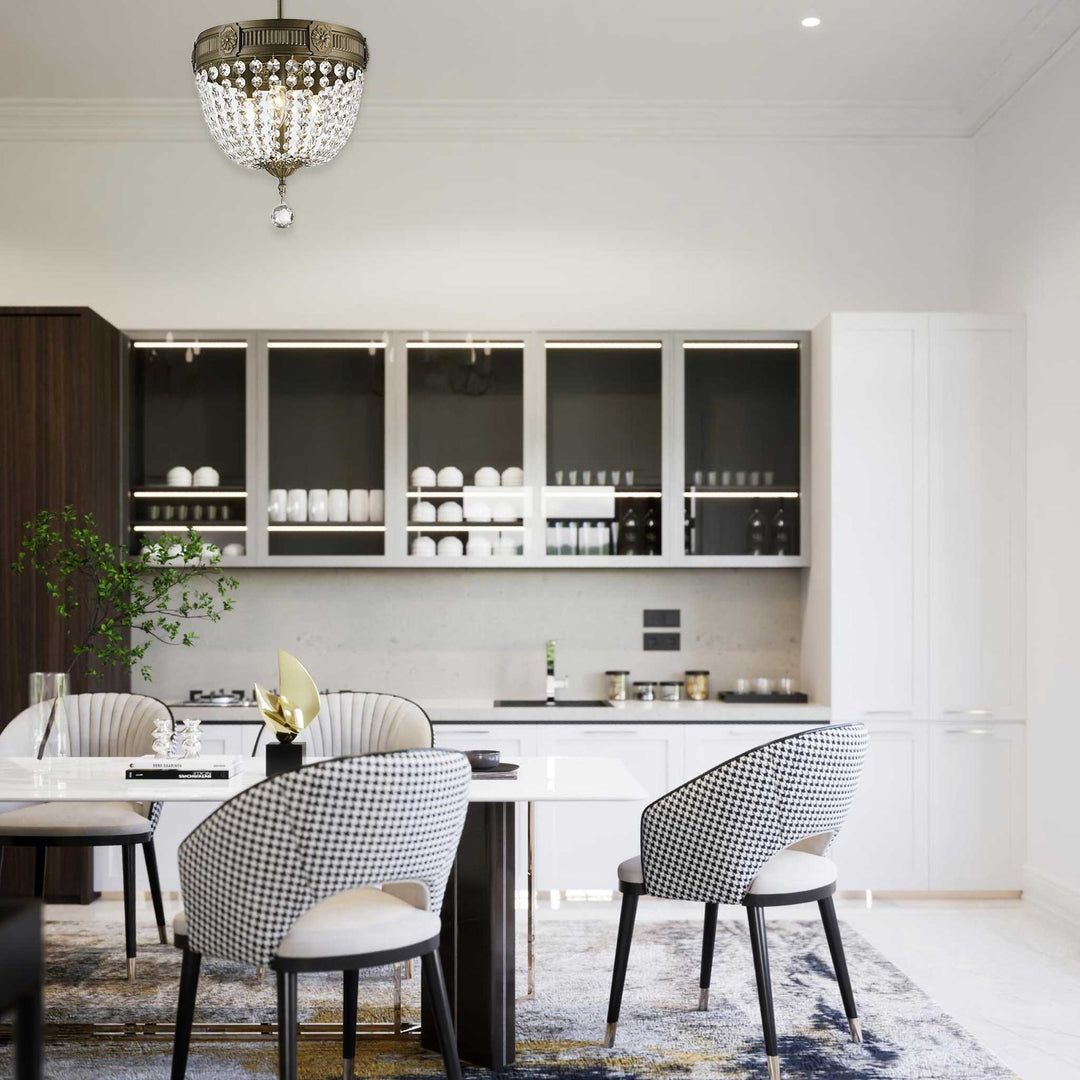 Regency Basket Chandelier - Antique Bronze Style - Flush Mount - W:30cm H:43cm - Designer Chandelier Australia