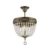 Regency Basket Chandelier - Antique Bronze Style - Flush Mount - W:30cm H:43cm
