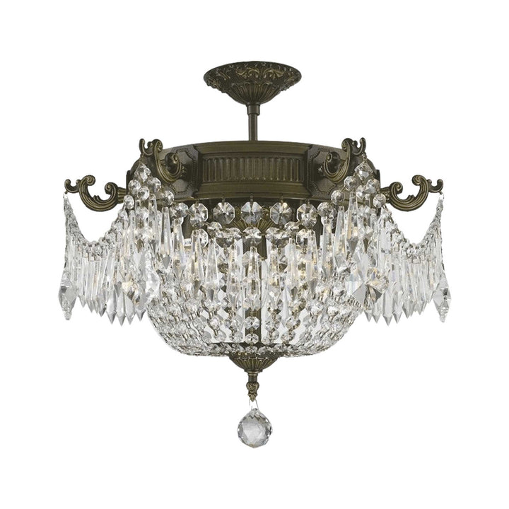 Regency Basket Chandelier - Antique Bronze Style - Flush Mount - W:46cm H:43cm - Designer Chandelier Australia