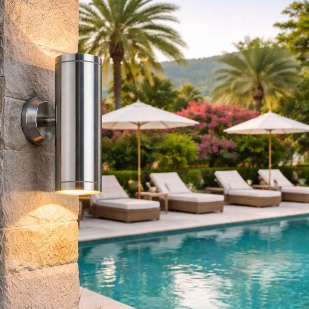 Caspian Outdoor Collection- Wall Sconce- Stainless Steel