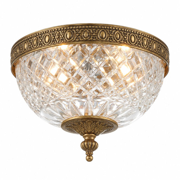 Devon Collection - Old Brass - Clear Glass Flush Mount - W:20cm