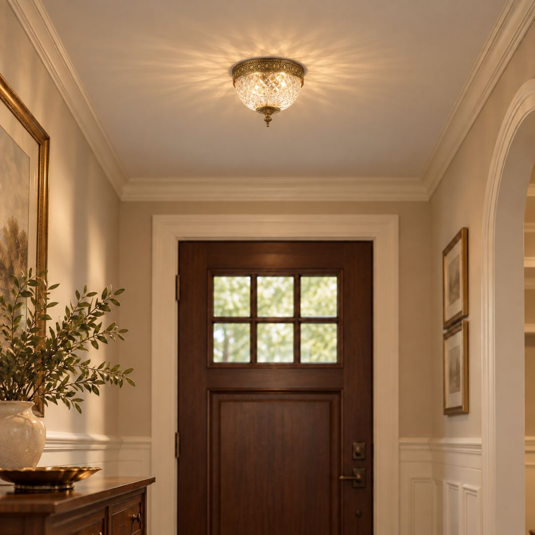 Devon Collection - Old Brass - Clear Glass Flush Mount - W:20cm