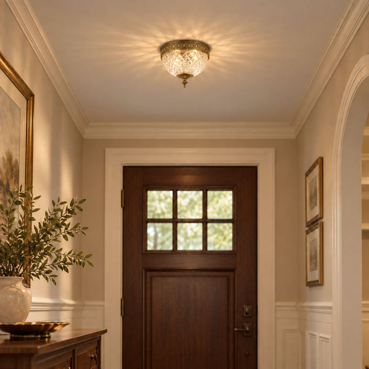 Devon Collection - Old Brass - Clear Glass Flush Mount - W:20cm