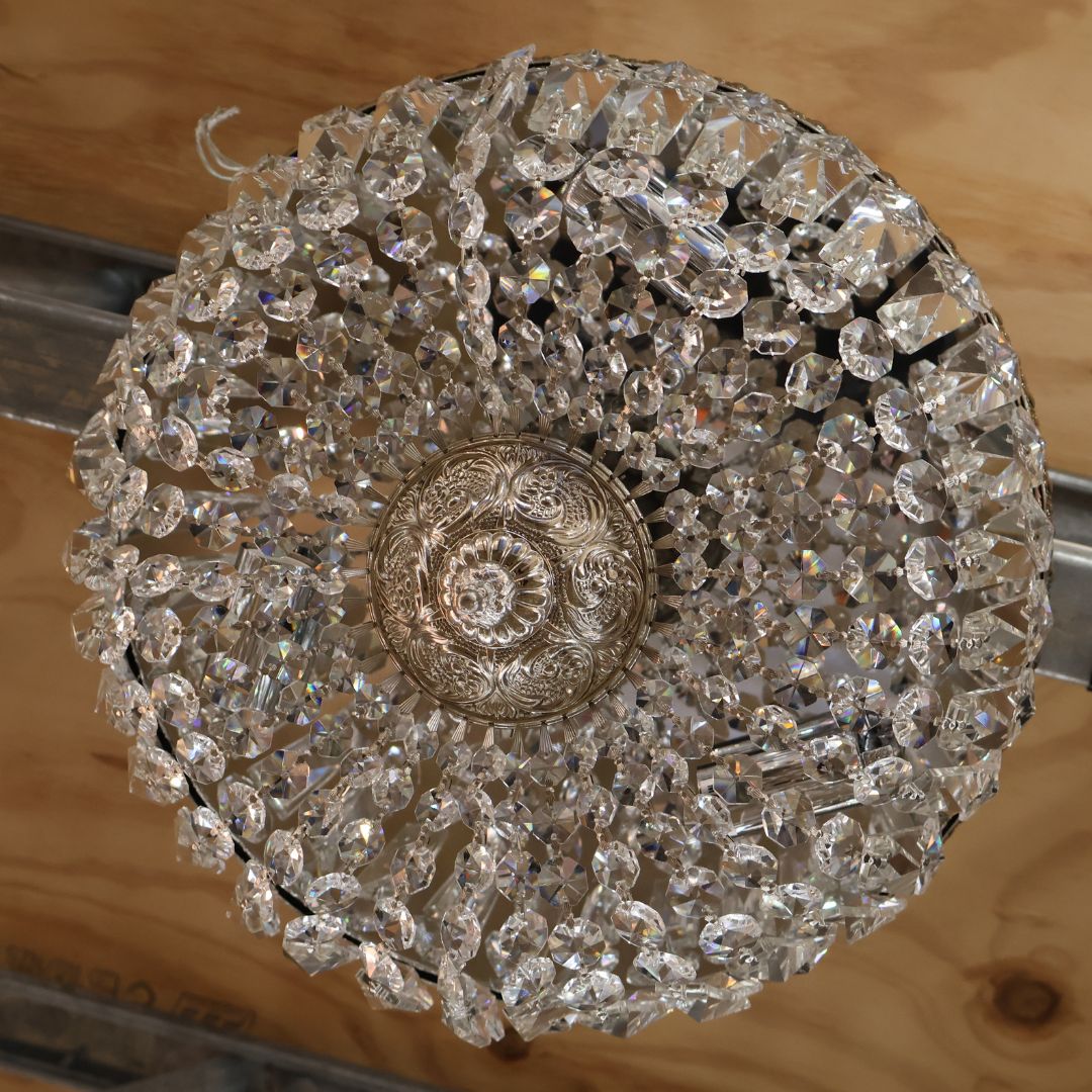 Devon Collection - Polished Nickel - Clear Crystals Flush Mount - W:35cm