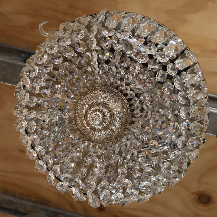Devon Collection - Polished Nickel - Clear Crystals Flush Mount - W:35cm