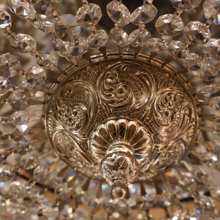 Devon Collection - Polished Nickel - Clear Crystals Flush Mount - W:35cm