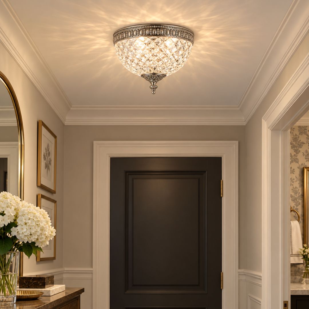 Devon Collection - Polished Nickel - Clear Glass Flush Mount - W:20cm