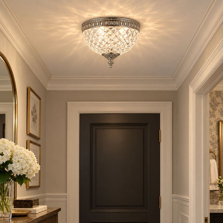Devon Collection - Polished Nickel - Clear Glass Flush Mount - W:20cm