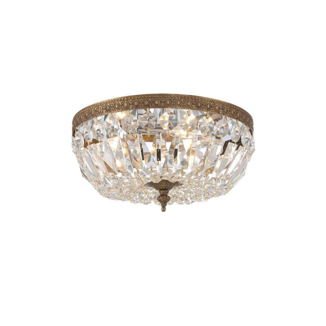 Devon Collection - Old Brass - Clear Crystals Flush Mount - W:25cm