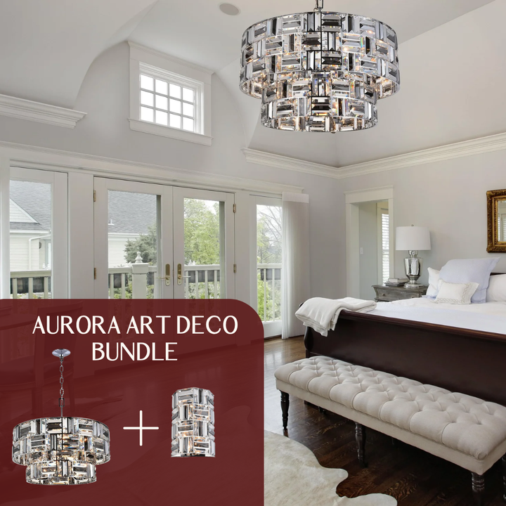 Aurora Art Deco Bundle (FREE matching sconce) - Designer Chandelier Australia