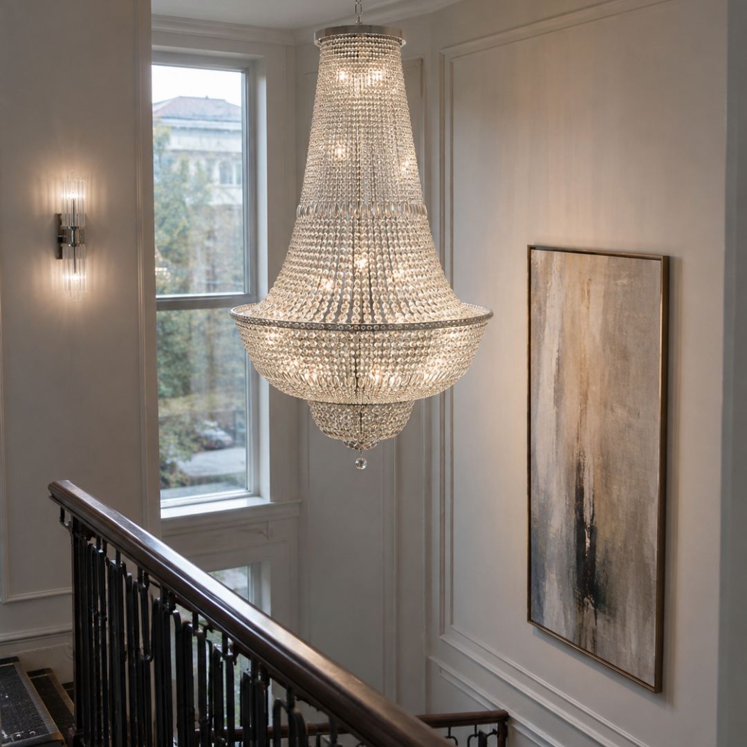 Empress Crystal Basket Chandelier - Chrome - 42 Light