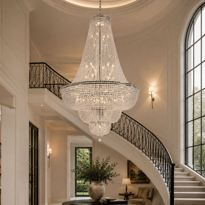 Empress Crystal Basket Chandelier - Chrome - Lights: 76