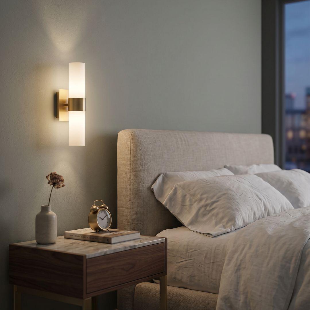 Provincial Collection Wall Sconce - Frosted Glass - Brass Finish - H:25cm