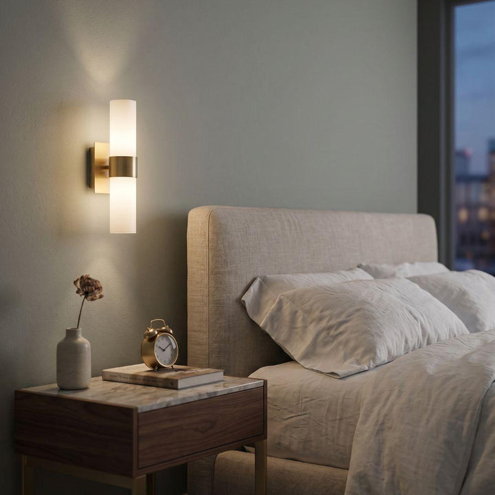 Provincial Collection Wall Sconce - Frosted Glass - Brass Finish - H:25cm
