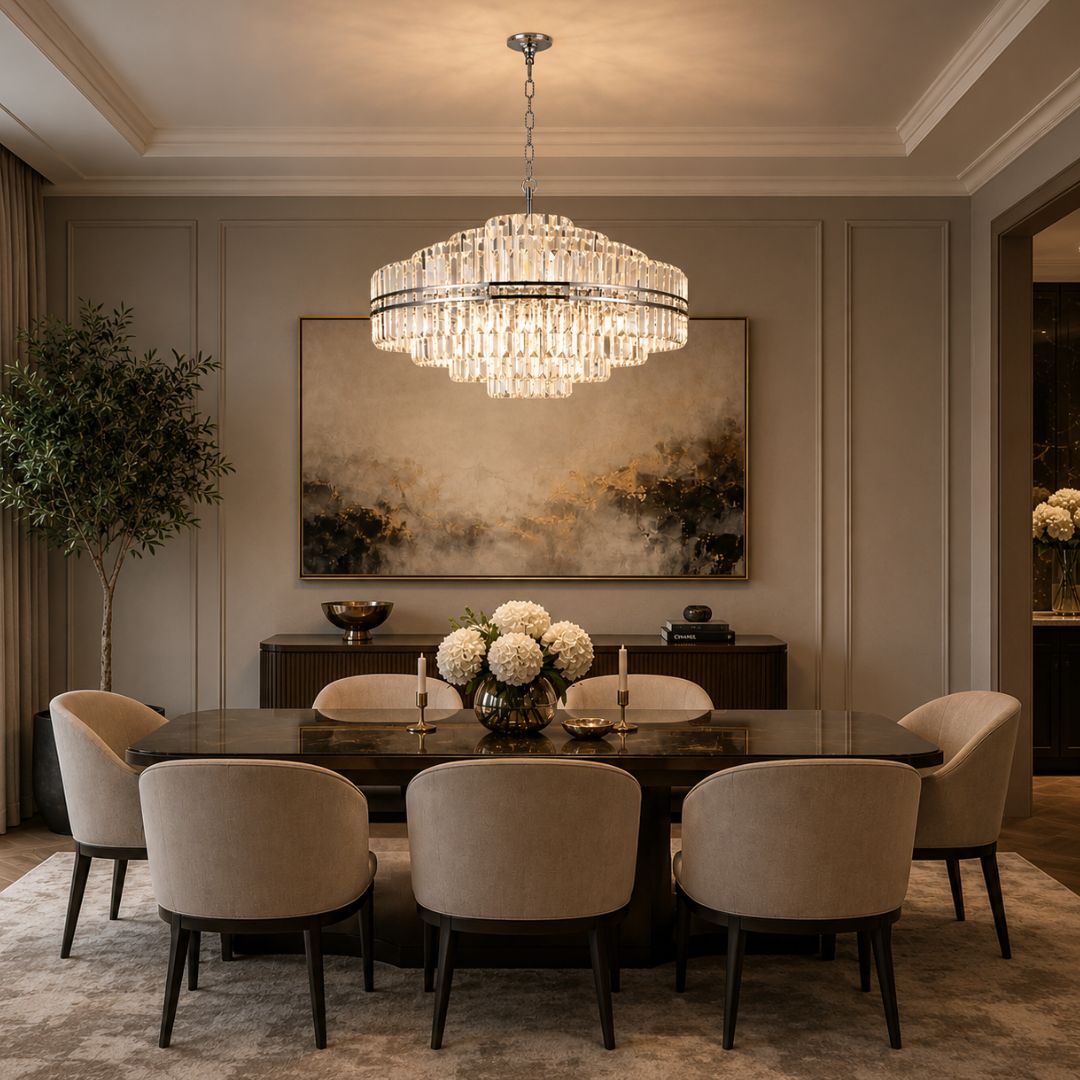 Ashton Collection - Chandelier - Nickel Plated - W:100cm