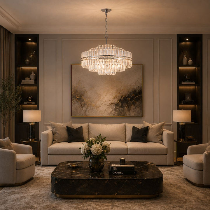 Ashton Collection - Chandelier - Nickel Plated - W:80cm