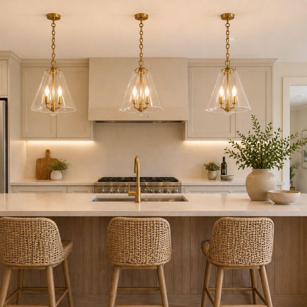 Baxter Collection - 3 Light Pendant - Satin Brass