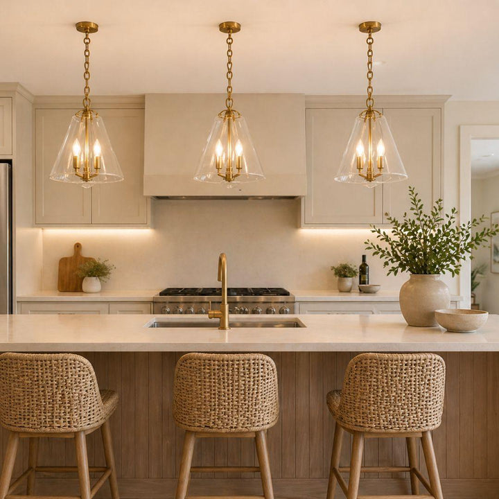 Baxter Collection - 3 Light Pendant - Satin Brass
