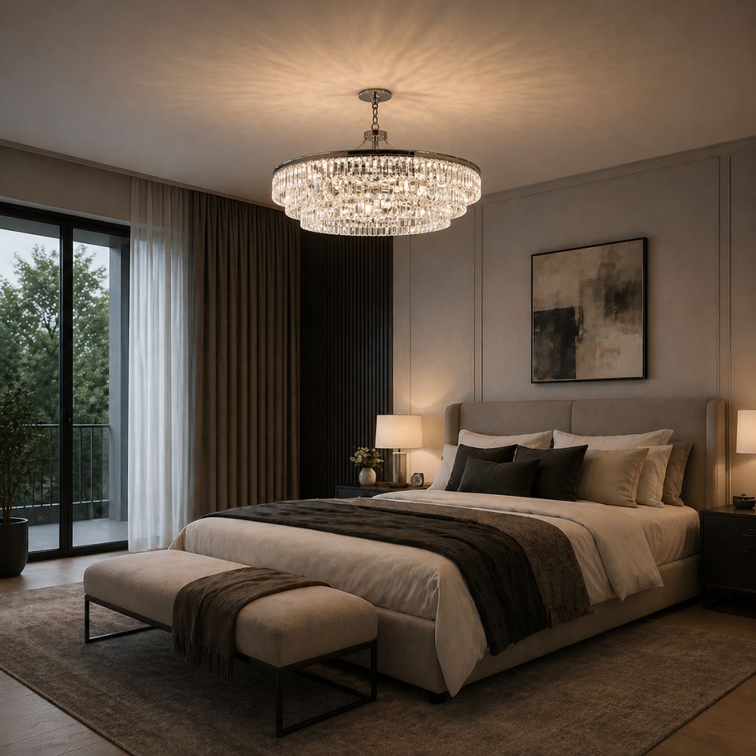 Jordan Collection - Chandelier - Polished Nickel - W:90cm