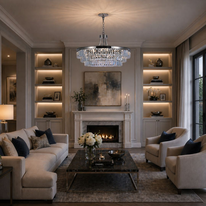 Jordan Collection - Chandelier - Nickel Plated - W:70cm
