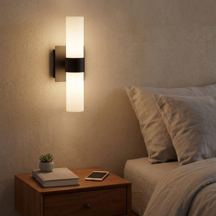 Provincial Collection Wall Sconce - Frosted Glass - Matte Black - H:44cm
